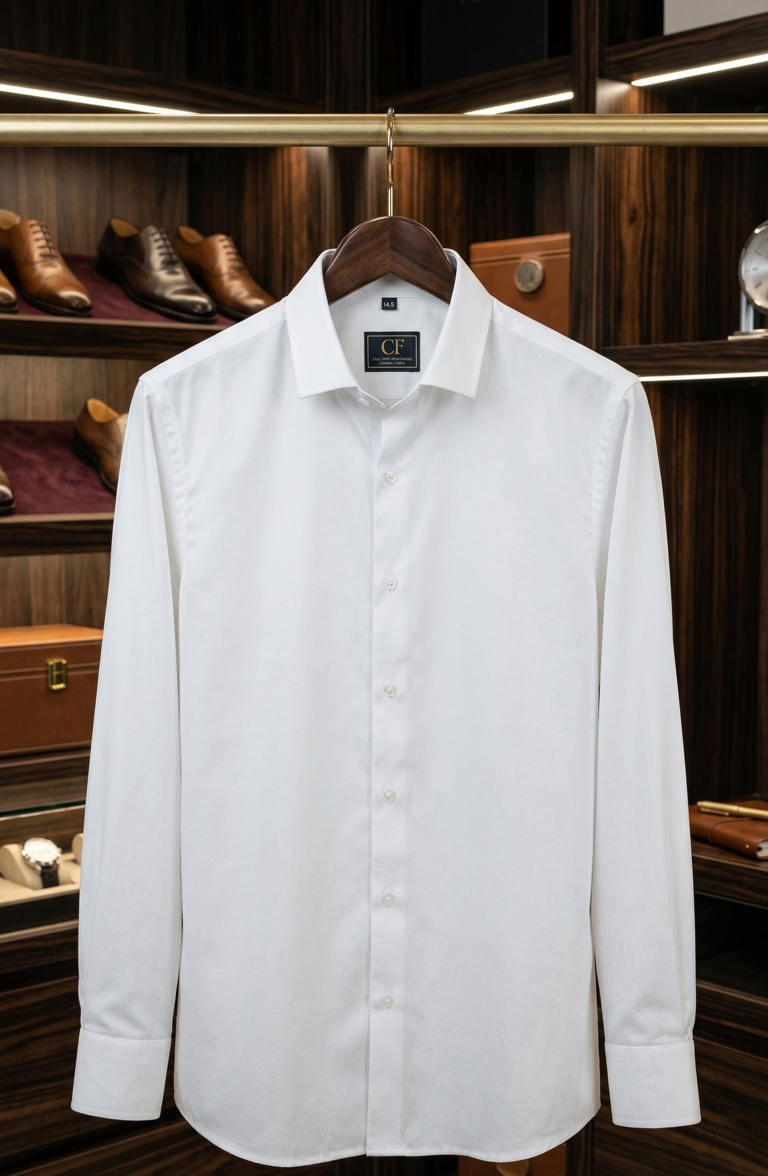 03 CF Solid White Slim Fit Shirt