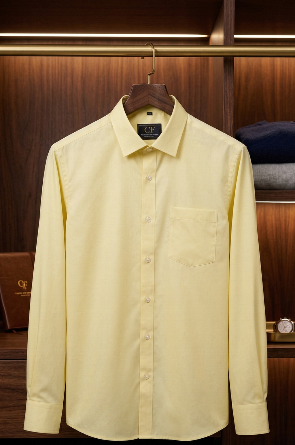 04 CF Solid Yellow Slim Fit Shirt