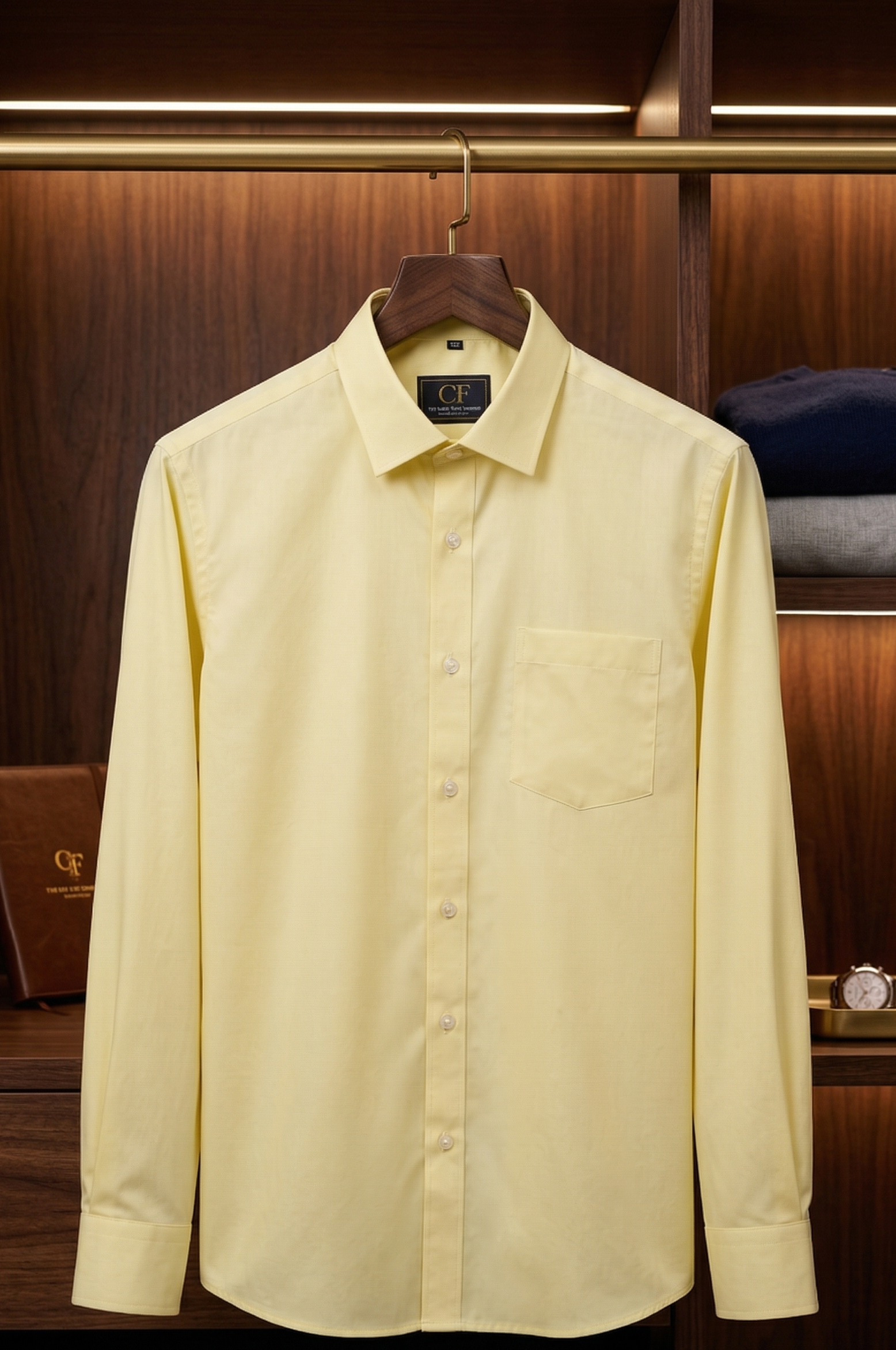 04 CF Solid Yellow Slim Fit Shirt