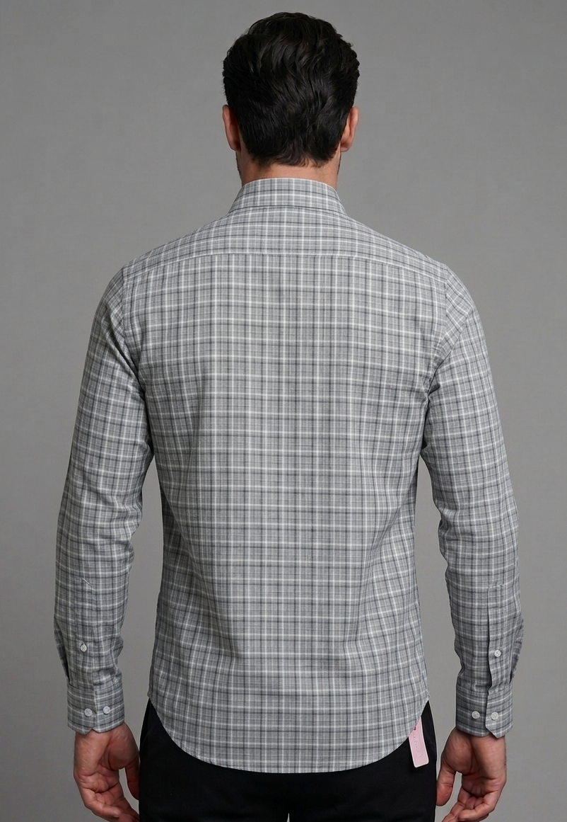 06 CF Light Gray Check Slim Fit Shirt