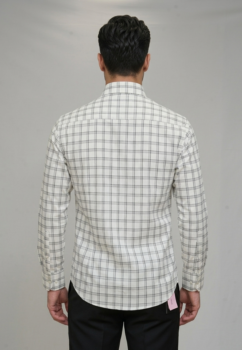 05 CF White Black Check Slim Fit Shirts