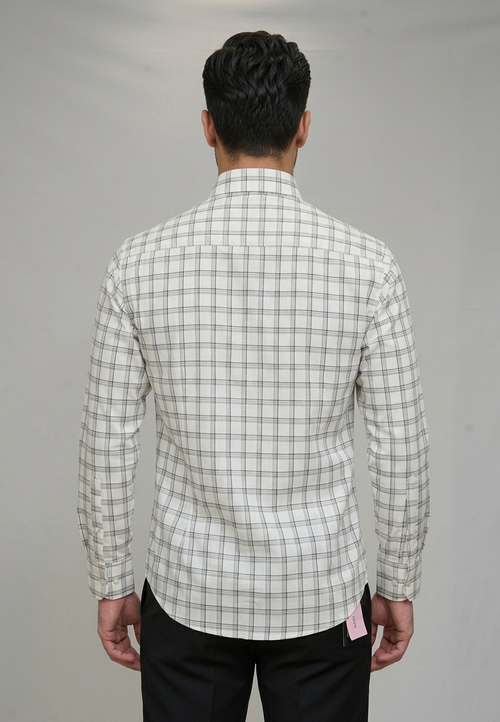 05 CF White Black Check Slim Fit Shirts