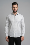 21 CF Gray-Beige Printed Slim Fit Shirt