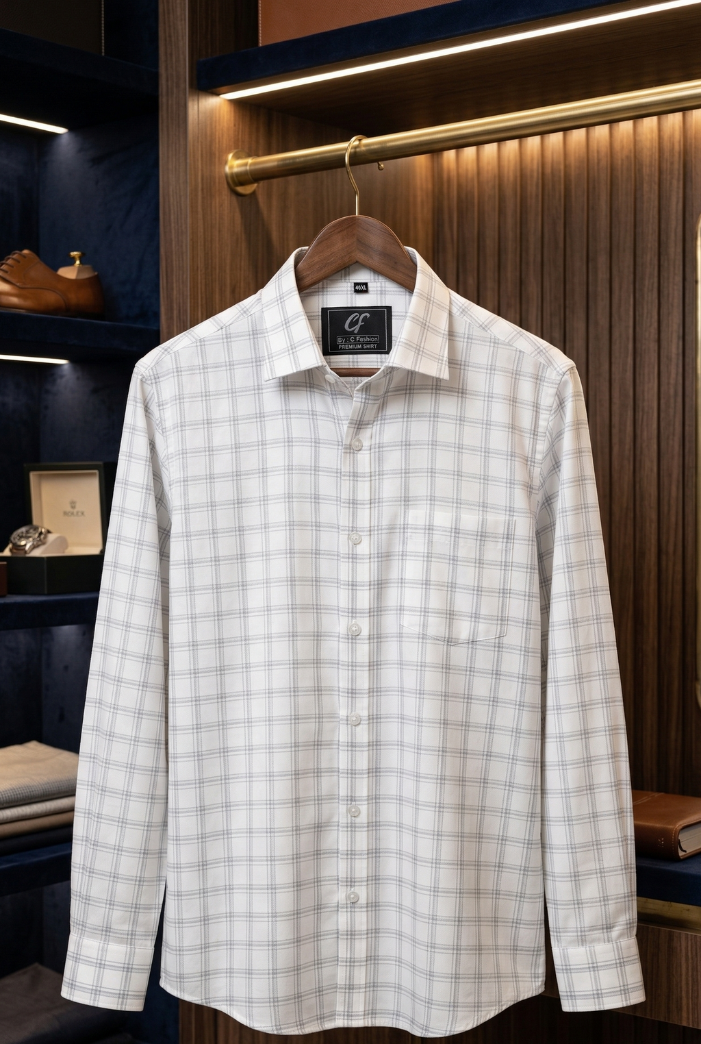 45 CF Jecord Checks Silver with Navy Blue