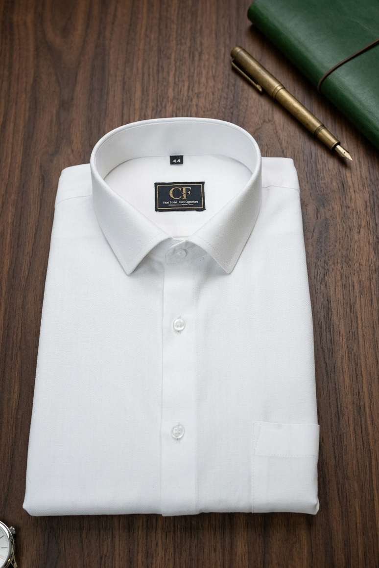 03 CF Solid White Slim Fit Shirt