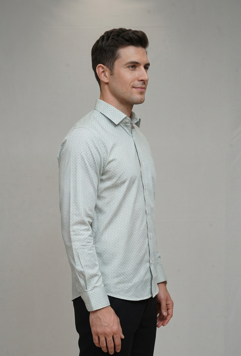 22 CF Grey Print Slim Fit Shirt