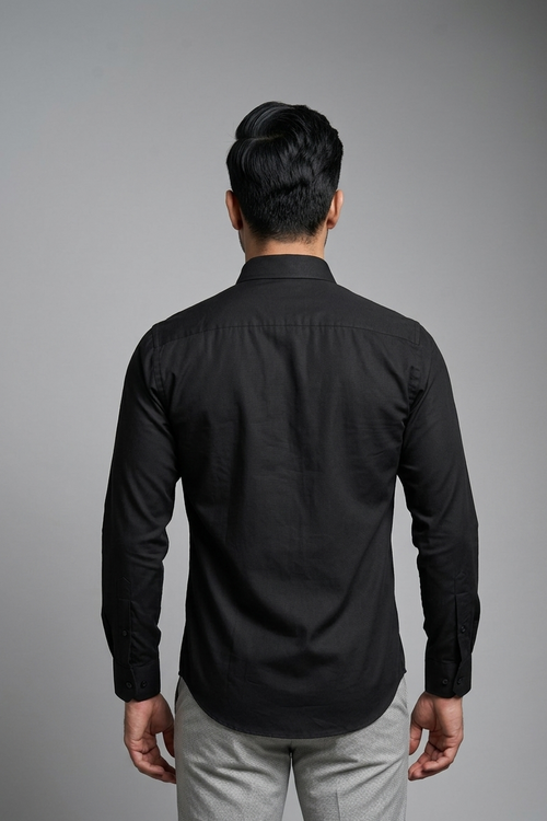 02 CF Solid Black Slim Fit Shirt