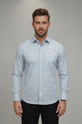 29 CF Sky Blue Checks Slim Fit Shirt