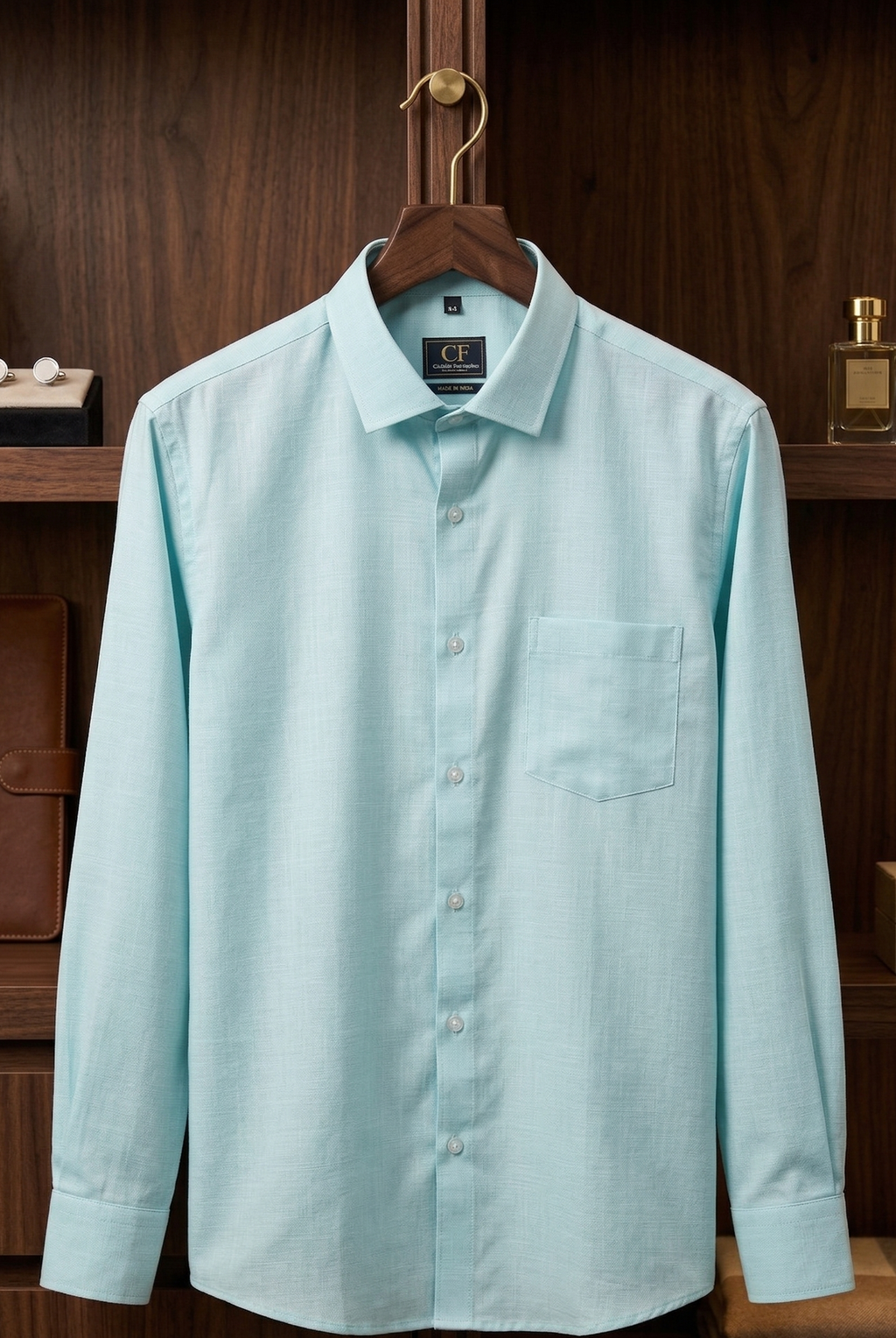 10 CF Solid Ice Blue Slim Fit Shirt