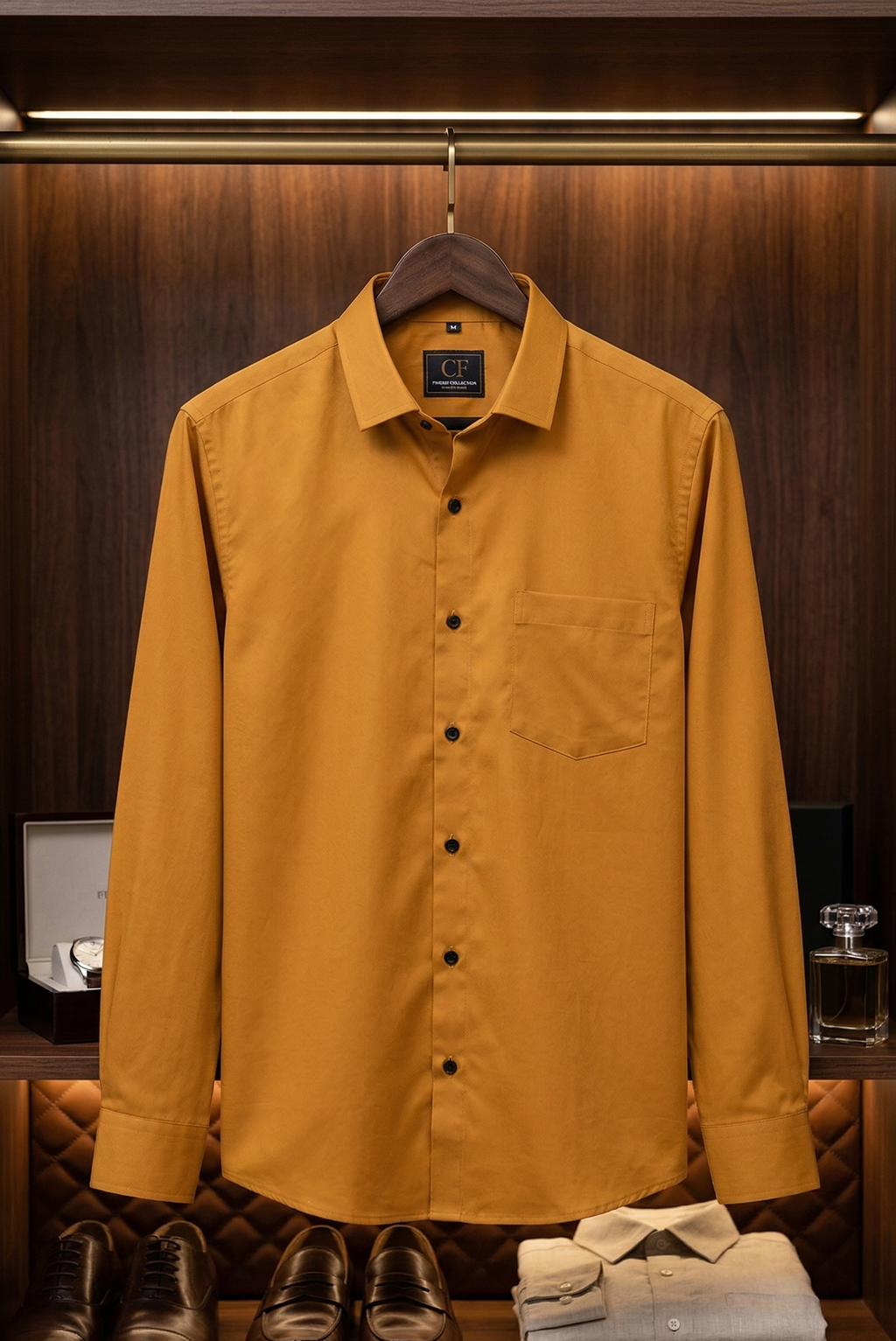 37 CF Solid Dobby Golden Slim Fit Shirt