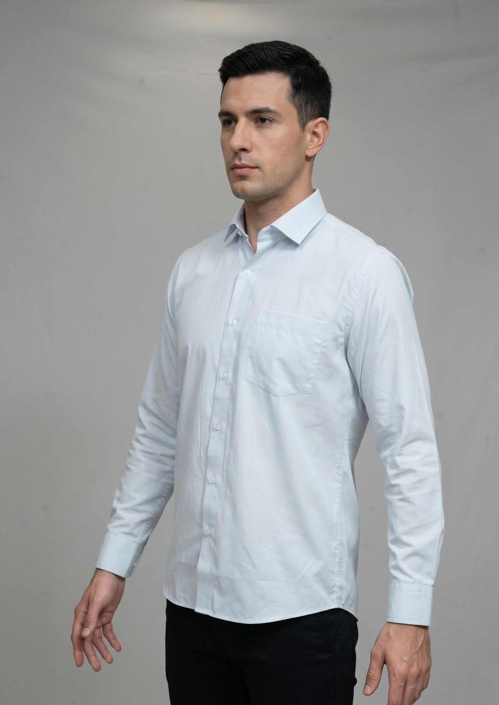18 CF Dobby Solid Light Blue Slim Fit Shirt