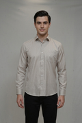09 CF Solid Dobby Beige Slim Fit Shirt