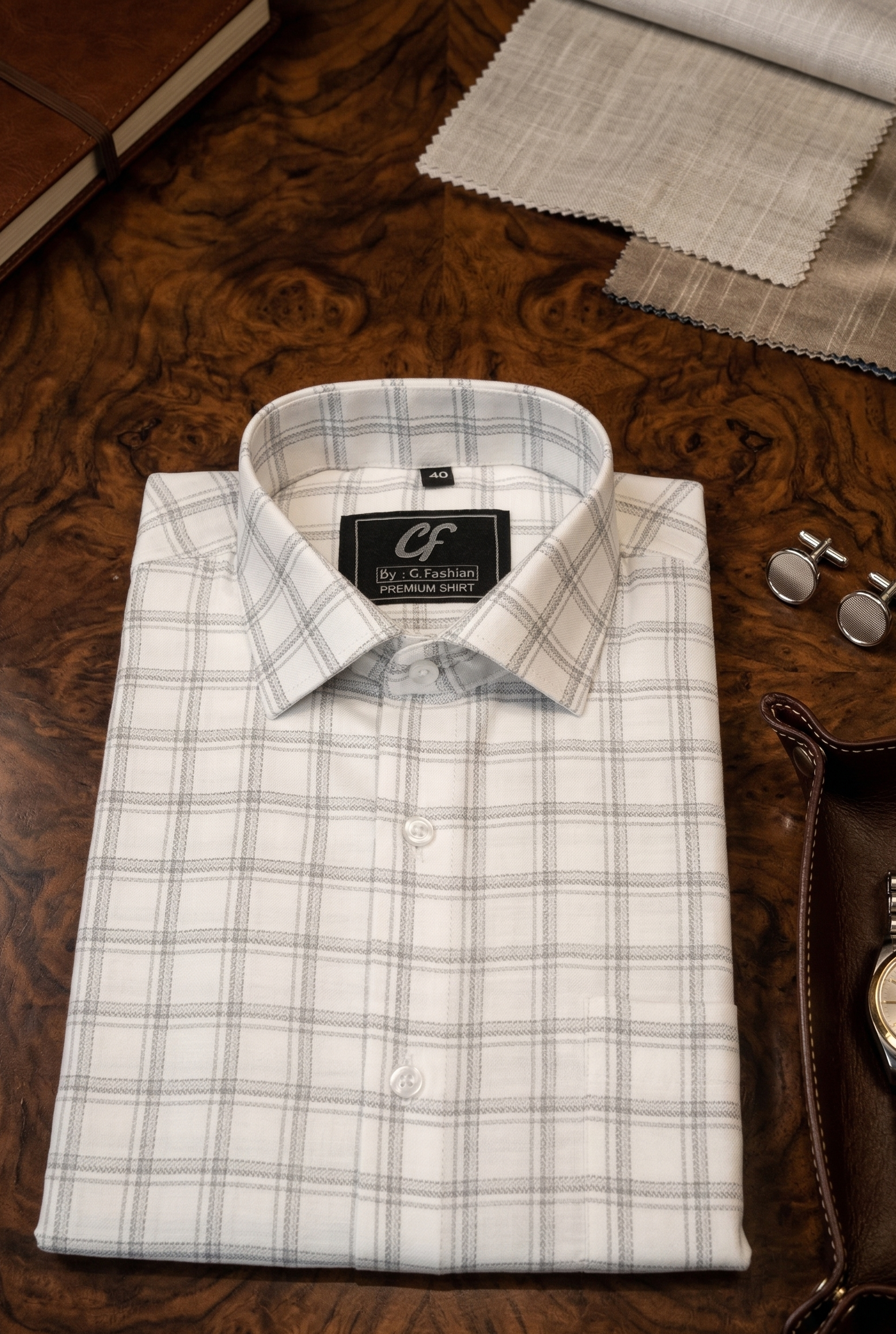 45 CF Jecord Checks Silver with Navy Blue