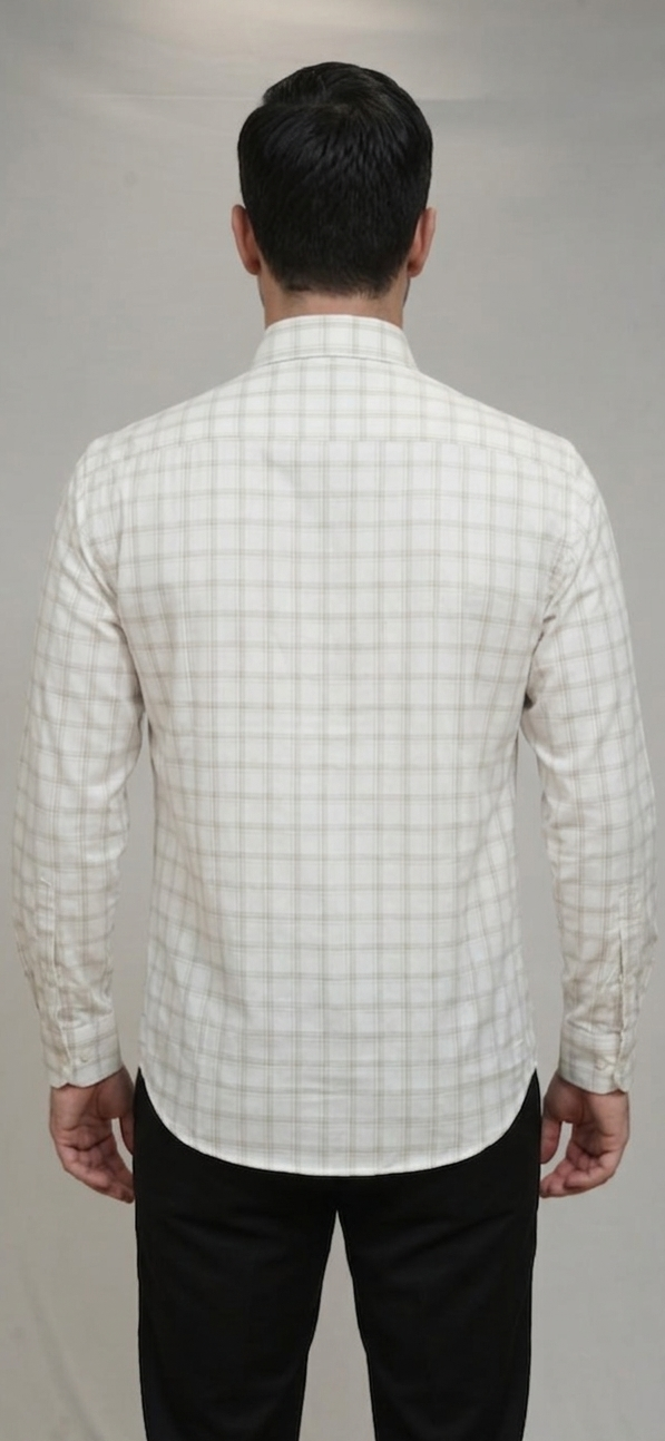 46 CF Jecord Light Brown Checks Slim Fit Shirt