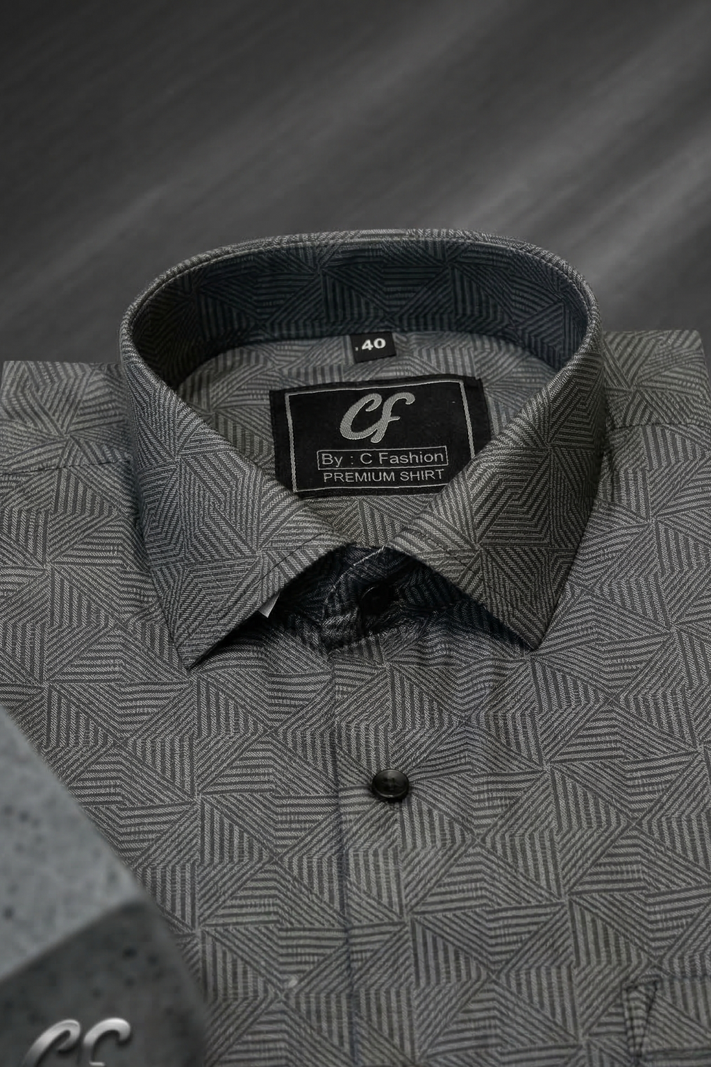 16 CF Dark Green Print Slim Fit Shirt