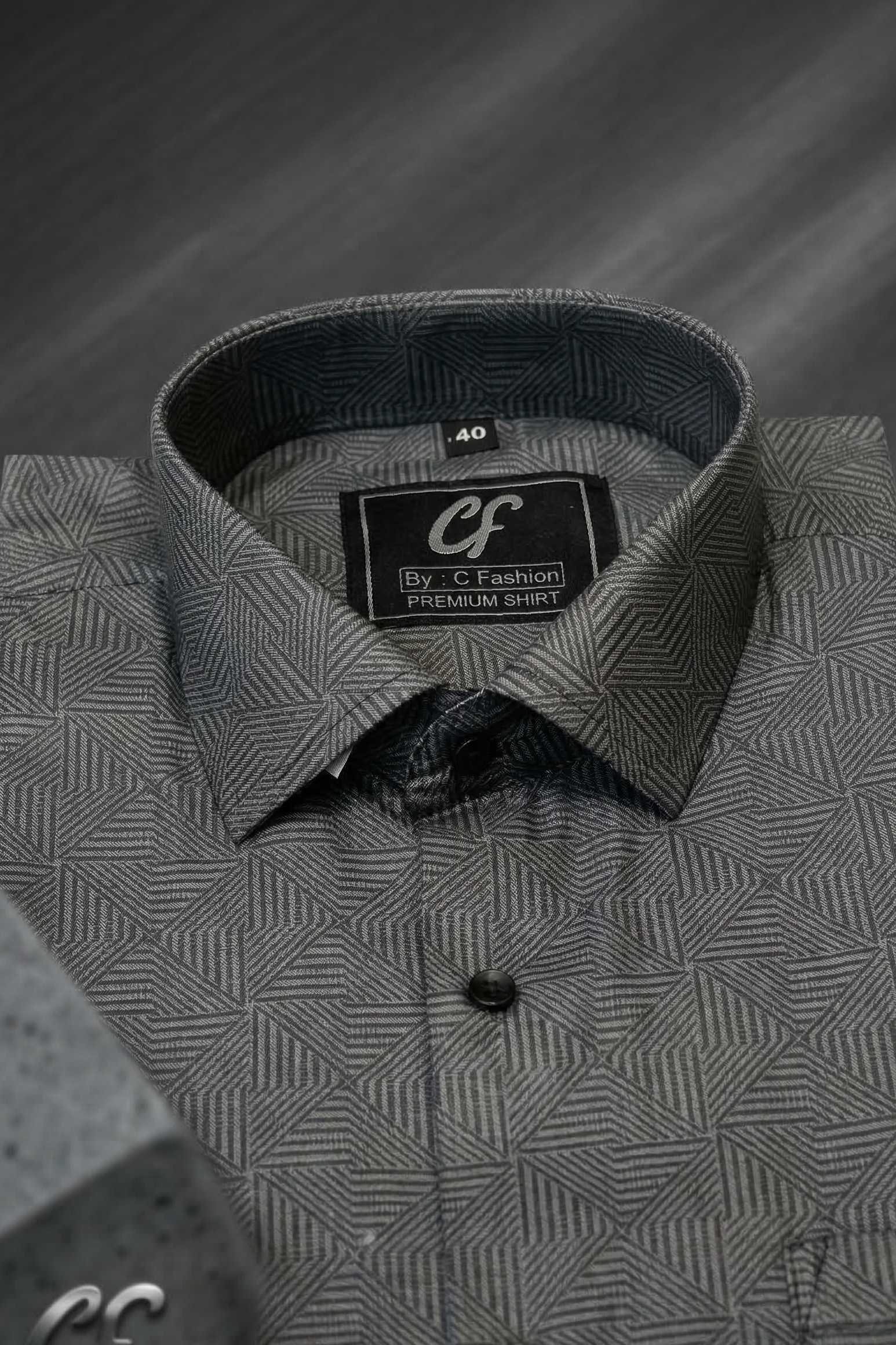 16 CF Dark Green Print Slim Fit Shirt
